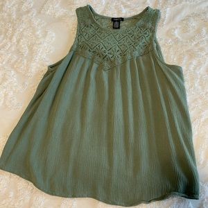 Green lace top flow boho tank